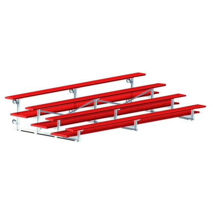 Jaypro Sports Bleacher - 15 ft. (4 Row - Double Foot Plank) - Tip & Roll (Powder Coated) BLDP-4TRGPC - Play and Sync