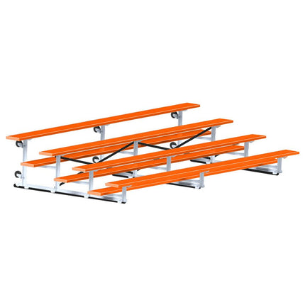 Jaypro Sports Bleacher - 15 ft. (4 Row - Single Foot Plank) - Tip & Roll (Powder Coated) BLCH-4TRGPC - Play and Sync