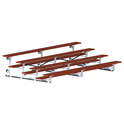 Jaypro Sports Bleacher - 15 ft. (4 Row - Single Foot Plank) - Tip & Roll (Powder Coated) BLCH-4TRGPC - Play and Sync