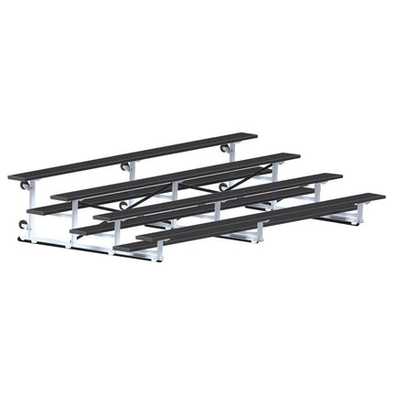 Jaypro Sports Bleacher - 15 ft. (4 Row - Single Foot Plank) - Tip & Roll (Powder Coated) BLCH-4TRGPC - Play and Sync