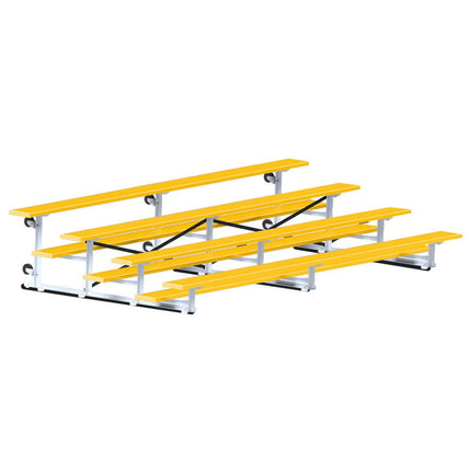 Jaypro Sports Bleacher - 15 ft. (4 Row - Single Foot Plank) - Tip & Roll (Powder Coated) BLCH-4TRGPC - Play and Sync
