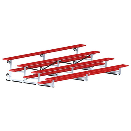 Jaypro Sports Bleacher - 15 ft. (4 Row - Single Foot Plank) - Tip & Roll (Powder Coated) BLCH-4TRGPC - Play and Sync