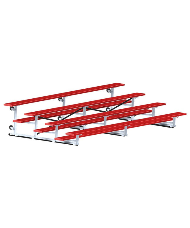Jaypro Sports Bleacher - 15 ft. (4 Row - Single Foot Plank) - Tip & Roll (Powder Coated) BLCH-4TRGPC - Play and Sync