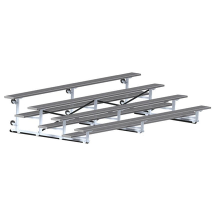 Jaypro Sports Bleacher - 15 ft. (4 Row - Single Foot Plank) - Tip & Roll (Powder Coated) BLCH-4TRGPC - Play and Sync