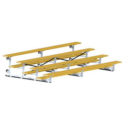 Jaypro Sports Bleacher - 15 ft. (4 Row - Single Foot Plank) - Tip & Roll (Powder Coated) BLCH-4TRGPC - Play and Sync