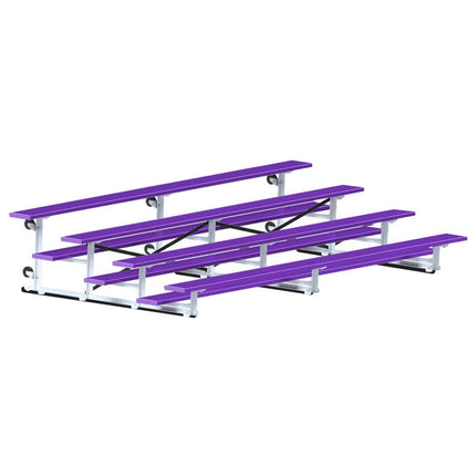 Jaypro Sports Bleacher - 15 ft. (4 Row - Single Foot Plank) - Tip & Roll (Powder Coated) BLCH-4TRGPC - Play and Sync