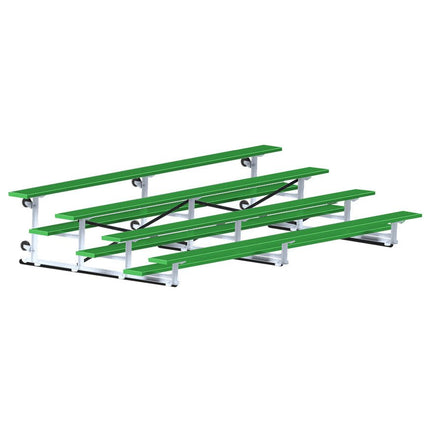 Jaypro Sports Bleacher - 15 ft. (4 Row - Single Foot Plank) - Tip & Roll (Powder Coated) BLCH-4TRGPC - Play and Sync