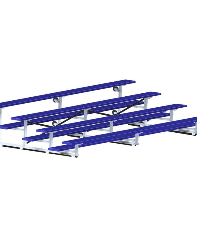 Jaypro Sports Bleacher - 15 ft. (4 Row - Single Foot Plank) - Tip & Roll (Powder Coated) BLCH-4TRGPC - Play and Sync