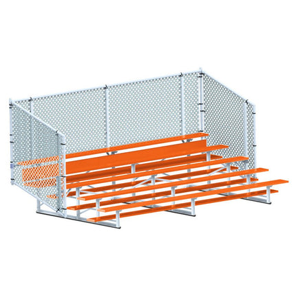 Jaypro Sports Bleacher - 15 ft. (5 Row - Single Foot Plank with Chain Link Rail) - Enclosed (Powder Coated) BLCH-5CPC - Play and Sync