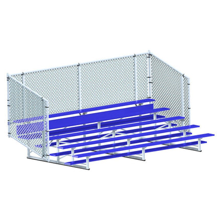 Jaypro Sports Bleacher - 15 ft. (5 Row - Single Foot Plank with Chain Link Rail) - Enclosed (Powder Coated) BLCH-5CPC - Play and Sync