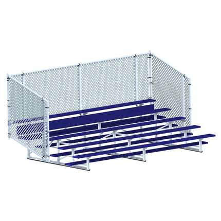 Jaypro Sports Bleacher - 15 ft. (5 Row - Single Foot Plank with Chain Link Rail) - Enclosed (Powder Coated) BLCH-5CPC - Play and Sync
