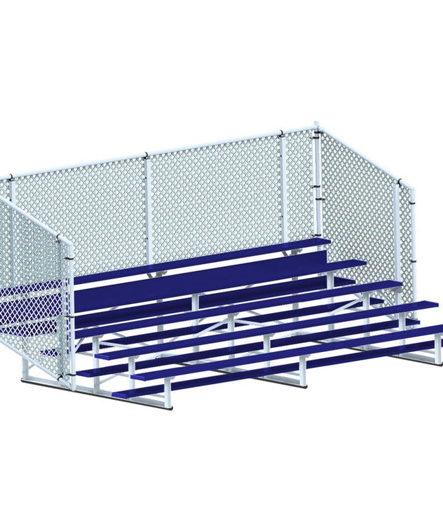 Jaypro Sports Bleacher - 15 ft. (5 Row - Single Foot Plank with Chain Link Rail) - Enclosed (Powder Coated) BLCH-5CPC - Play and Sync