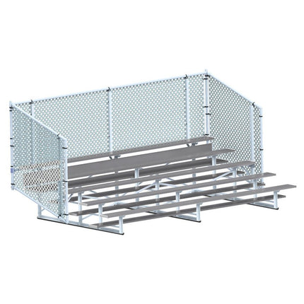 Jaypro Sports Bleacher - 15 ft. (5 Row - Single Foot Plank with Chain Link Rail) - Enclosed (Powder Coated) BLCH-5CPC - Play and Sync