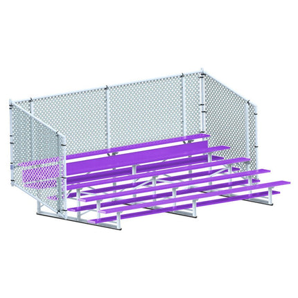 Jaypro Sports Bleacher - 15 ft. (5 Row - Single Foot Plank with Chain Link Rail) - Enclosed (Powder Coated) BLCH-5CPC - Play and Sync