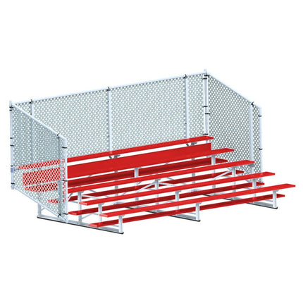 Jaypro Sports Bleacher - 15 ft. (5 Row - Single Foot Plank with Chain Link Rail) - Enclosed (Powder Coated) BLCH-5CPC - Play and Sync