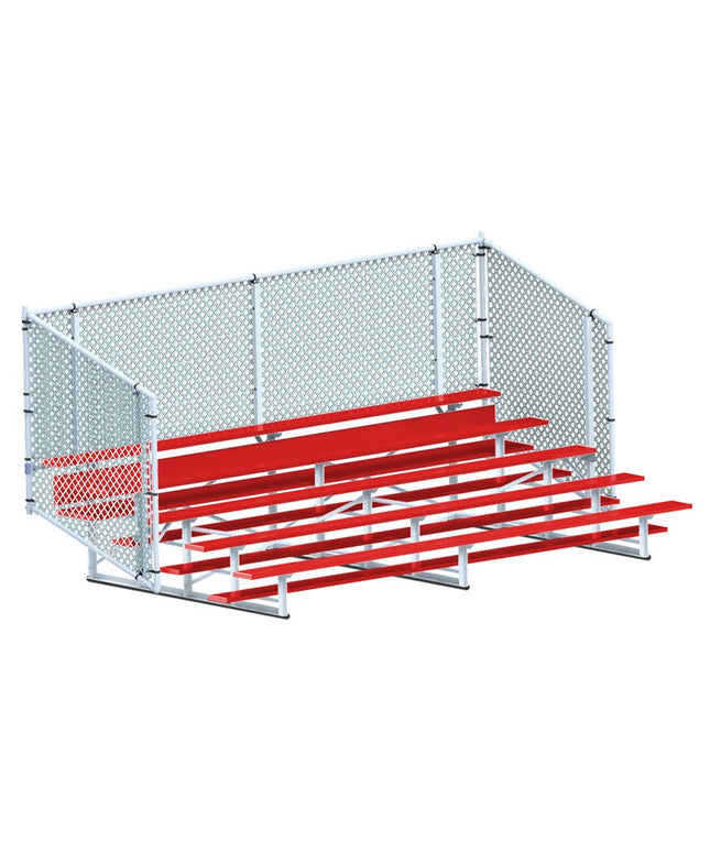Jaypro Sports Bleacher - 15 ft. (5 Row - Single Foot Plank with Chain Link Rail) - Enclosed (Powder Coated) BLCH-5CPC - Play and Sync