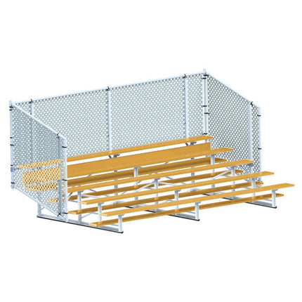 Jaypro Sports Bleacher - 15 ft. (5 Row - Single Foot Plank with Chain Link Rail) - Enclosed (Powder Coated) BLCH-5CPC - Play and Sync