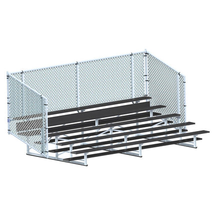 Jaypro Sports Bleacher - 15 ft. (5 Row - Single Foot Plank with Chain Link Rail) - Enclosed (Powder Coated) BLCH-5CPC - Play and Sync
