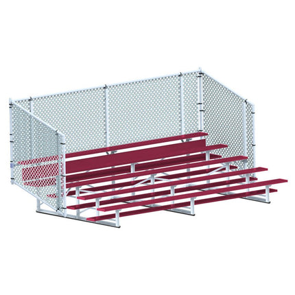 Jaypro Sports Bleacher - 15 ft. (5 Row - Single Foot Plank with Chain Link Rail) - Enclosed (Powder Coated) BLCH-5CPC - Play and Sync