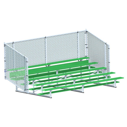 Jaypro Sports Bleacher - 15 ft. (5 Row - Single Foot Plank with Chain Link Rail) - Enclosed (Powder Coated) BLCH-5CPC - Play and Sync