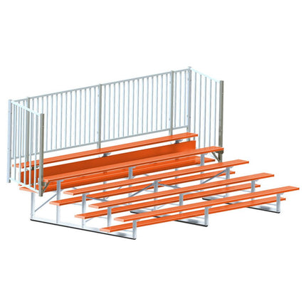 Jaypro Sports Bleacher - 15 ft. (5 Row - Single Foot Plank, with Guard Rail) - Enclosed (Powder Coated) BLCH-5GRPC - Play and Sync