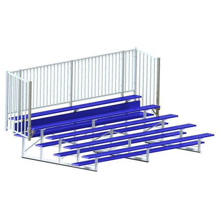 Jaypro Sports Bleacher - 15 ft. (5 Row - Single Foot Plank, with Guard Rail) - Enclosed (Powder Coated) BLCH-5GRPC - Play and Sync