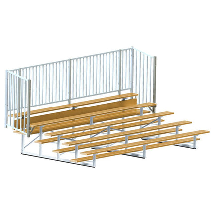 Jaypro Sports Bleacher - 15 ft. (5 Row - Single Foot Plank, with Guard Rail) - Enclosed (Powder Coated) BLCH-5GRPC - Play and Sync