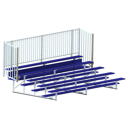 Jaypro Sports Bleacher - 15 ft. (5 Row - Single Foot Plank, with Guard Rail) - Enclosed (Powder Coated) BLCH-5GRPC - Play and Sync
