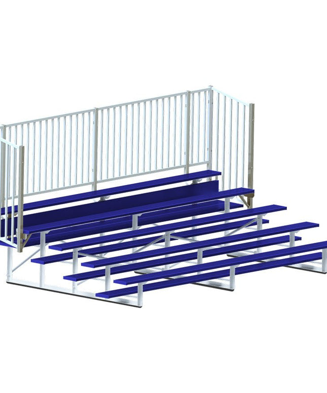 Jaypro Sports Bleacher - 15 ft. (5 Row - Single Foot Plank, with Guard Rail) - Enclosed (Powder Coated) BLCH-5GRPC - Play and Sync