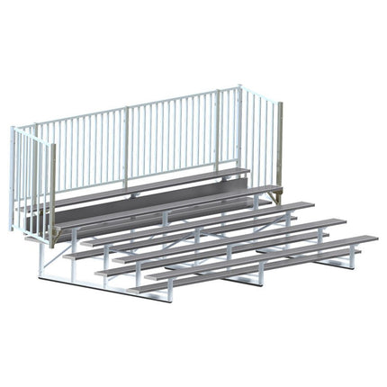 Jaypro Sports Bleacher - 15 ft. (5 Row - Single Foot Plank, with Guard Rail) - Enclosed (Powder Coated) BLCH-5GRPC - Play and Sync