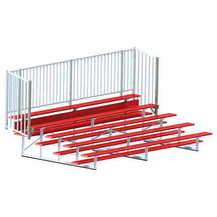 Jaypro Sports Bleacher - 15 ft. (5 Row - Single Foot Plank, with Guard Rail) - Enclosed (Powder Coated) BLCH-5GRPC - Play and Sync