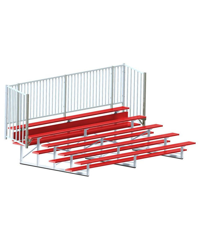 Jaypro Sports Bleacher - 15 ft. (5 Row - Single Foot Plank, with Guard Rail) - Enclosed (Powder Coated) BLCH-5GRPC - Play and Sync