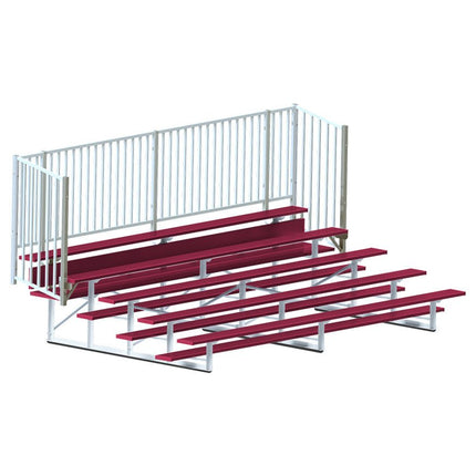 Jaypro Sports Bleacher - 15 ft. (5 Row - Single Foot Plank, with Guard Rail) - Enclosed (Powder Coated) BLCH-5GRPC - Play and Sync