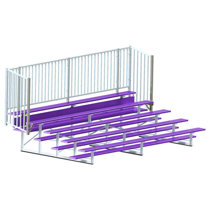 Jaypro Sports Bleacher - 15 ft. (5 Row - Single Foot Plank, with Guard Rail) - Enclosed (Powder Coated) BLCH-5GRPC - Play and Sync