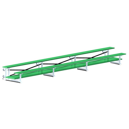 Jaypro Sports Bleacher - 21 ft. (2 Row - Double Foot Plank) - Tip & Roll (Powder Coated) BLDP-221TRGPC - Play and Sync
