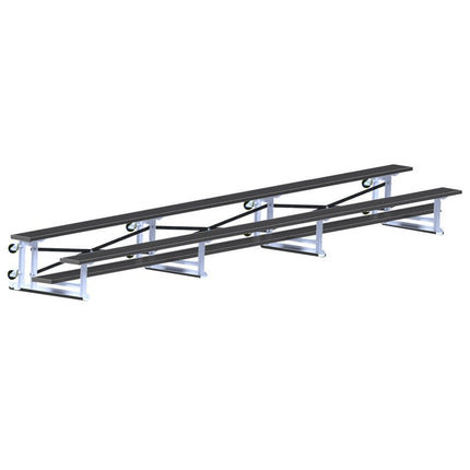 Jaypro Sports Bleacher - 21 ft. (2 Row - Single Foot Plank) - Tip & Roll (Powder Coated) BLCH-221TRGPC - Play and Sync