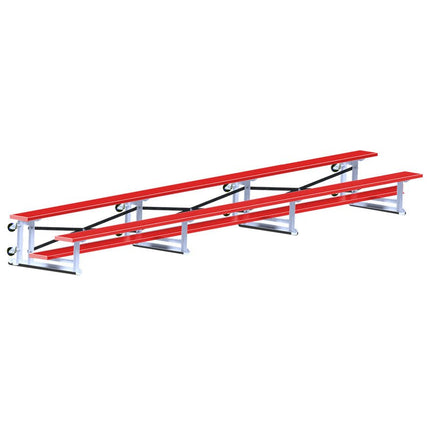 Jaypro Sports Bleacher - 21 ft. (2 Row - Single Foot Plank) - Tip & Roll (Powder Coated) BLCH-221TRGPC - Play and Sync
