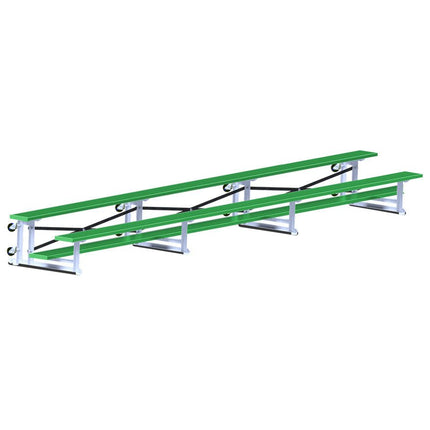 Jaypro Sports Bleacher - 21 ft. (2 Row - Single Foot Plank) - Tip & Roll (Powder Coated) BLCH-221TRGPC - Play and Sync