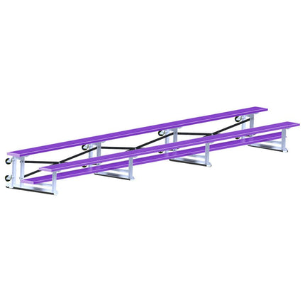 Jaypro Sports Bleacher - 21 ft. (2 Row - Single Foot Plank) - Tip & Roll (Powder Coated) BLCH-221TRGPC - Play and Sync