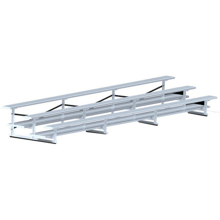 Jaypro Sports Bleacher - 21 ft. (3 Row - Double Foot Plank) - All Aluminum | BLDP - 321AL BLDP-321AL - Play and Sync