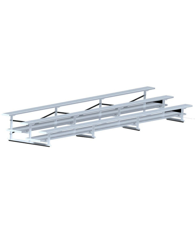 Jaypro Sports Bleacher - 21 ft. (3 Row - Double Foot Plank) - All Aluminum | BLDP - 321AL BLDP-321AL - Play and Sync