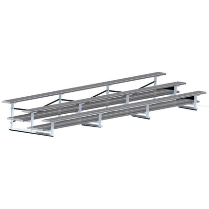 Jaypro Sports Bleacher - 21 ft. (3 Row - Double Foot Plank) - All Aluminum (Powder Coated) BLDP-321ALPC - Play and Sync