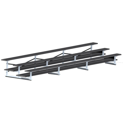 Jaypro Sports Bleacher - 21 ft. (3 Row - Double Foot Plank) - All Aluminum (Powder Coated) BLDP-321ALPC - Play and Sync