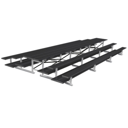 Jaypro Sports Bleacher - 21 ft. (3 Row - Double Foot Plank) - Back - To - Back (Powder Coated) BTDP-321PC - Play and Sync