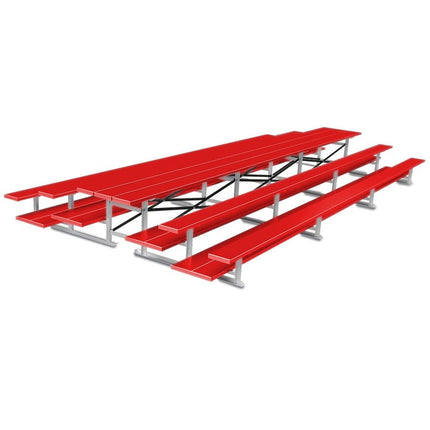 Jaypro Sports Bleacher - 21 ft. (3 Row - Double Foot Plank) - Back - To - Back (Powder Coated) BTDP-321PC - Play and Sync