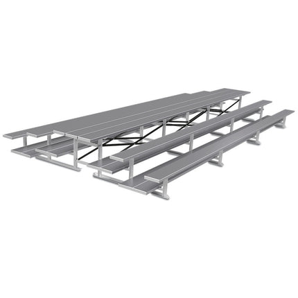 Jaypro Sports Bleacher - 21 ft. (3 Row - Double Foot Plank) - Back - To - Back (Powder Coated) BTDP-321PC - Play and Sync