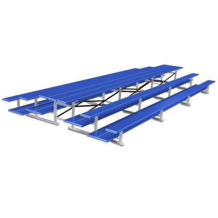 Jaypro Sports Bleacher - 21 ft. (3 Row - Double Foot Plank) - Back - To - Back (Powder Coated) BTDP-321PC - Play and Sync