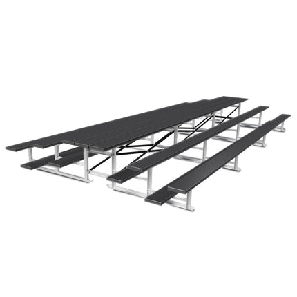 Jaypro Sports Bleacher - 21 ft. (3 Row - Single Foot Plank) - Back - To - Back (Powder Coated) BTBB-321PC - Play and Sync