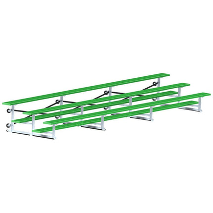 Jaypro Sports Bleacher - 21 ft. (3 Row - Single Foot Plank) - Tip & Roll (Powder Coated) BLCH-321TRGPC - Play and Sync