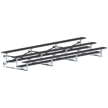 Jaypro Sports Bleacher - 21 ft. (3 Row - Single Foot Plank) - Tip & Roll (Powder Coated) BLCH-321TRGPC - Play and Sync